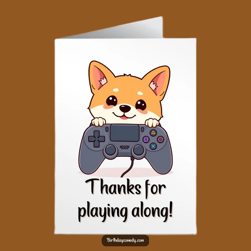 Free Printable Shiba Inu Thank You Card: Gamer Dog Appreciation Downloadable Gift