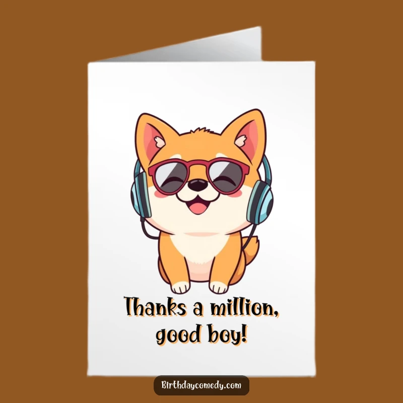 Free Printable Thank You Card: Shiba Inu DJing, a Funny Downloadable Gesture of Gratitude
