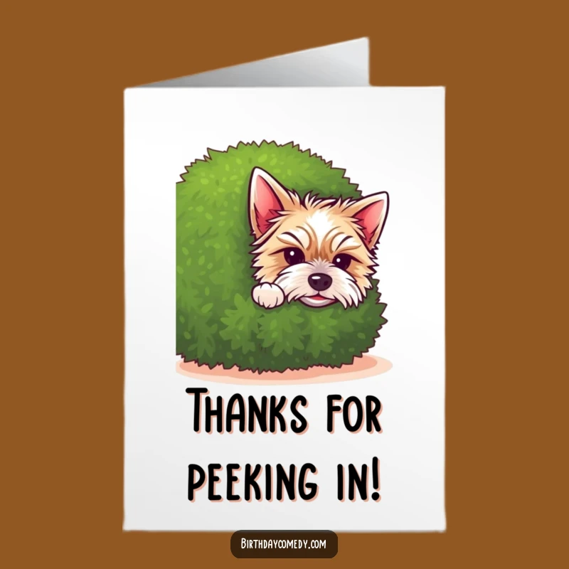 Free Printable Thank You Card: Terrier Puppy Peeking - Adorable Download