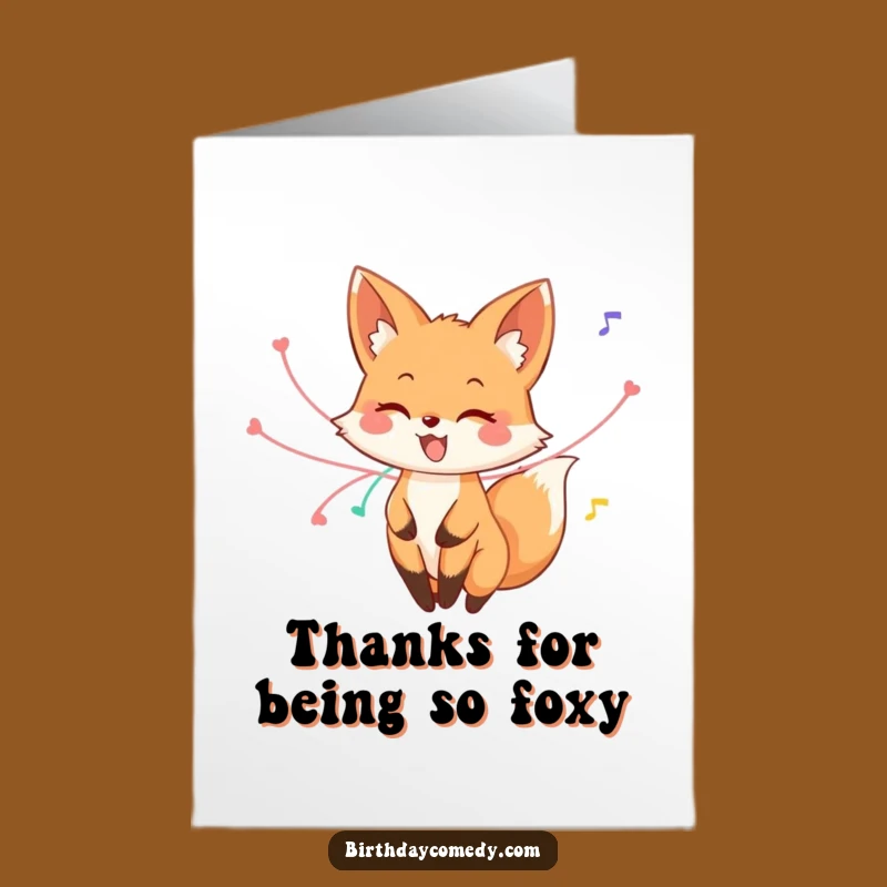Free Printable Thank You Card: Twirling Fox Says Thanks - Funny Downloadable Gift