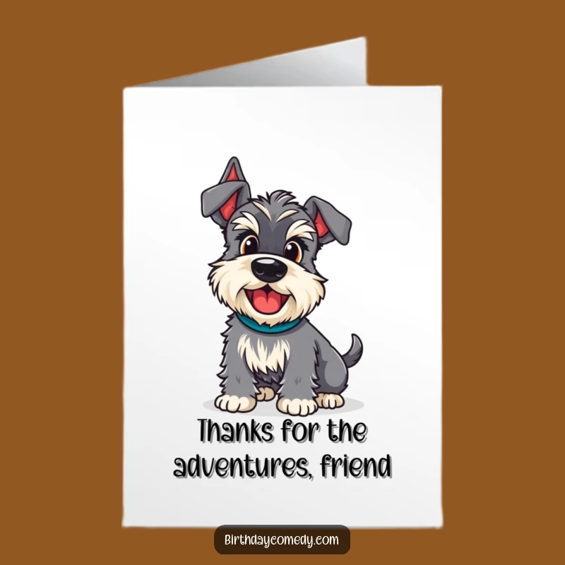 Free Printable Thank You Card: Wiggle Schnauzer Adventure Funny Dog Downloadable Gift