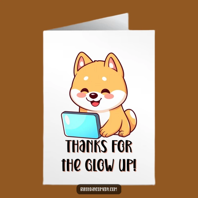 Free Printable Shiba Inu Thank You Card: Funny Dog Screen Time Downloadable Gift