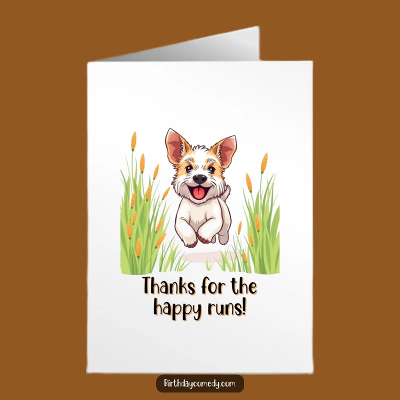Free Printable Thank You Card: Happy Terrier Running - Cheerful Download