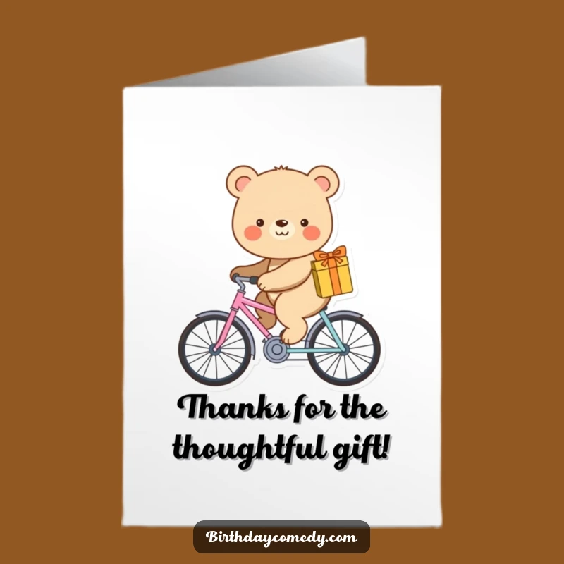 Free Printable Thank You Bear Card: Bicycle Gift of Gratitude
