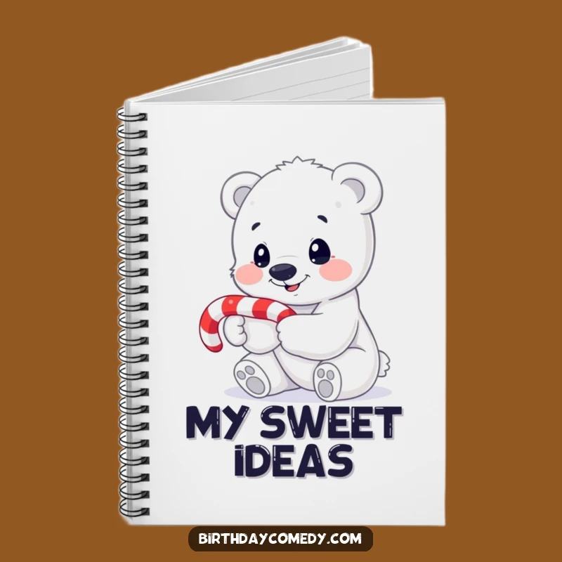 Funny Polar Bear Cub Notebook: Cute Candy Cane Journal Gift