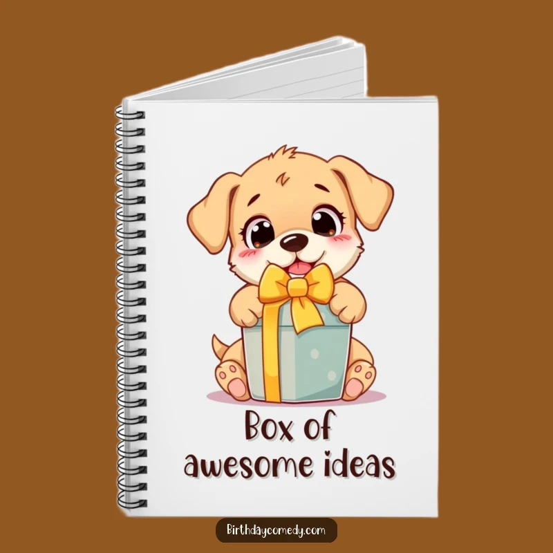 Funny Puppy Notebook: Jot down ideas with an excited pup unwrapping a gift, a hilariously inspiring journal and a great gift.