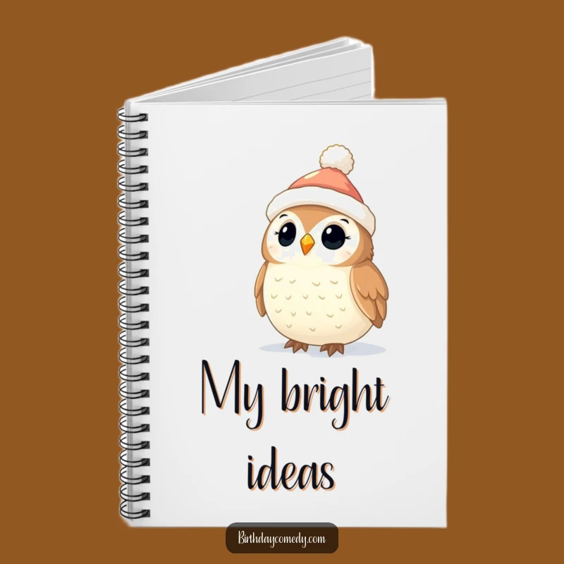 Funny Owl Christmas Notebook: Stocking Cap Owl and Twinkling Lights Journal, Creative Writing Gift