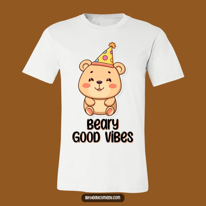 Funny Bear Party Hat T-Shirt - Smiling & Oversized Fun, Humorous Gift Top