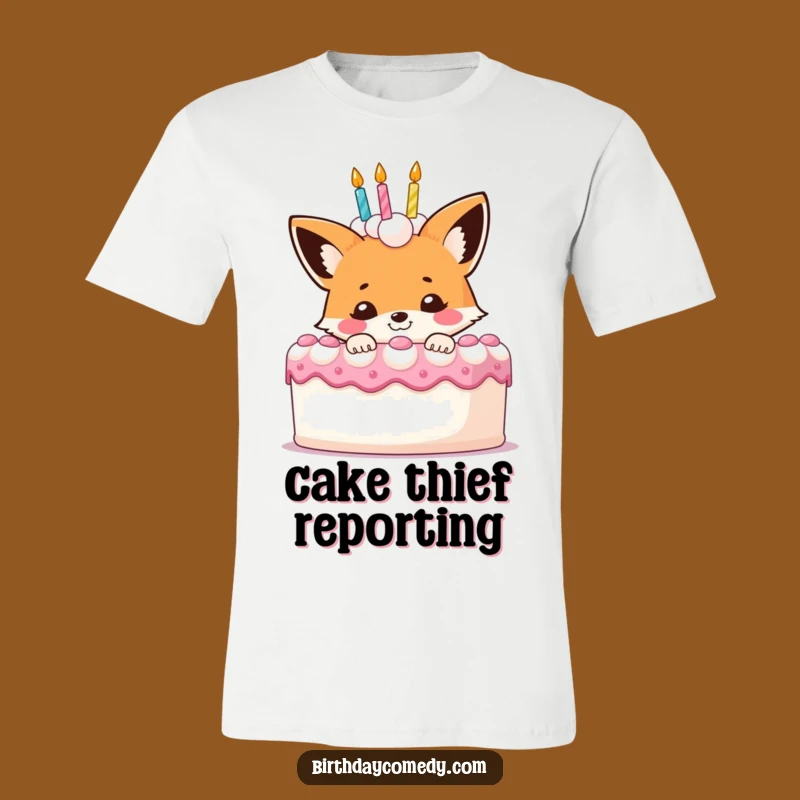 Funny Fox Birthday Cake T-Shirt: Smiling Mischief, Ideal Funny Gift for Parties