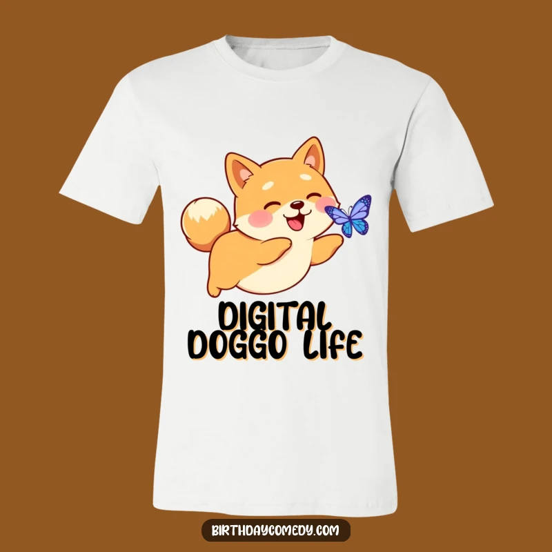 Funny Shiba Inu Digital Butterfly T-Shirt: Wear Your Techy Dog Love Hilariously
