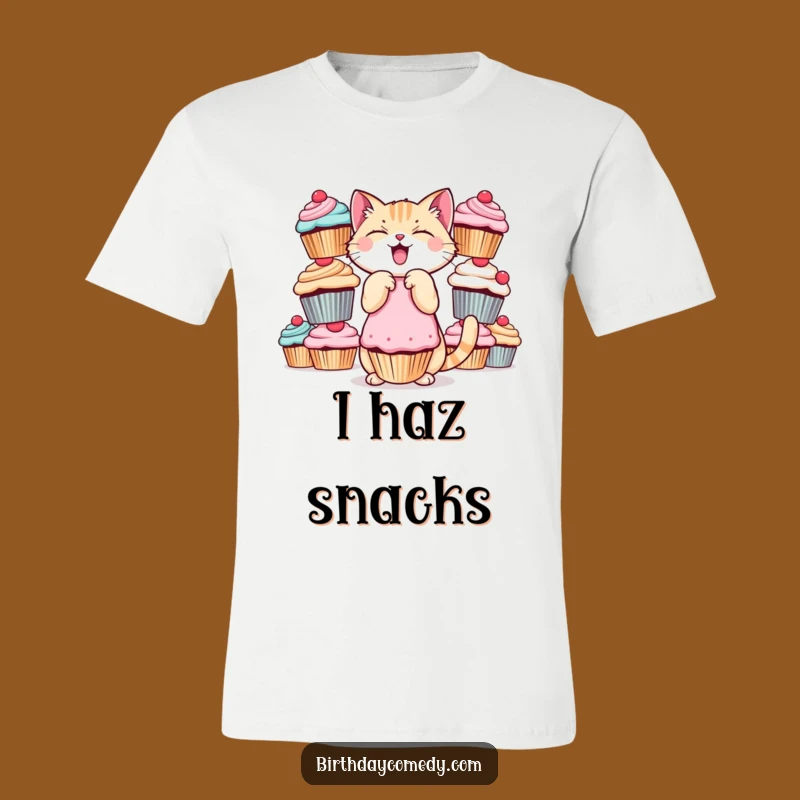 Funny Cat Cupcake T-Shirt - Giggling Balance Tee for Dessert Devotees
