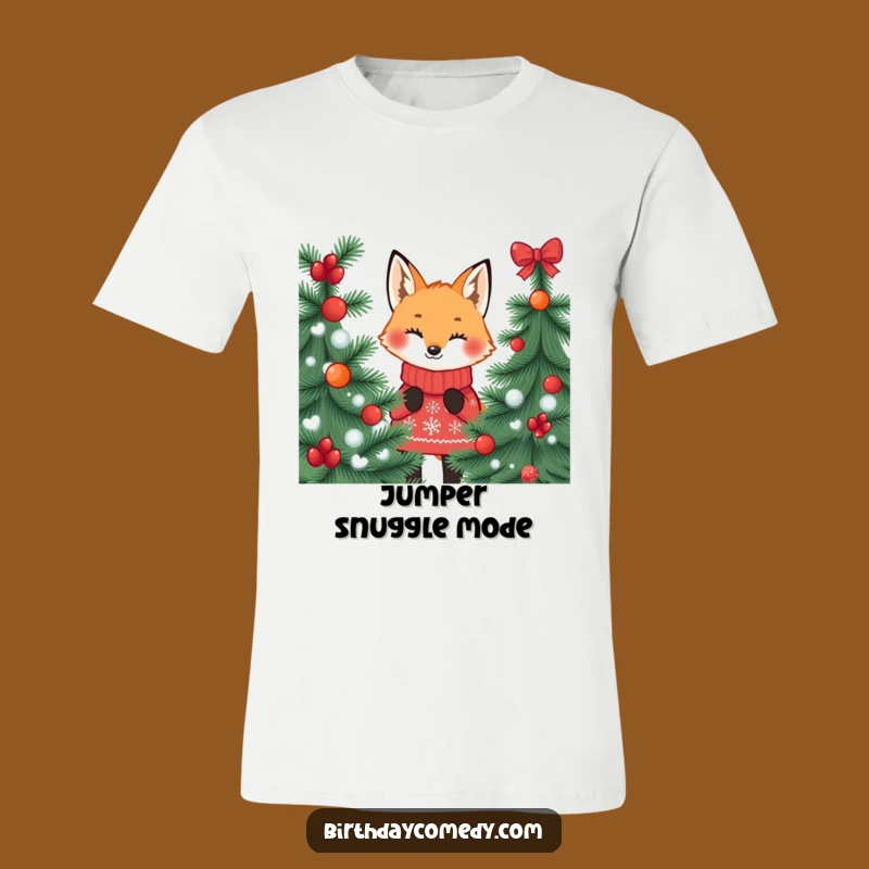 Funny Fox Jumper T-Shirt: Festive Peek Holiday Tee Gift
