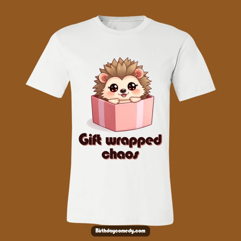 Funny Hedgehog Present Box T-Shirt: Happy Surprise, Ideal Funny Gift for Gifting