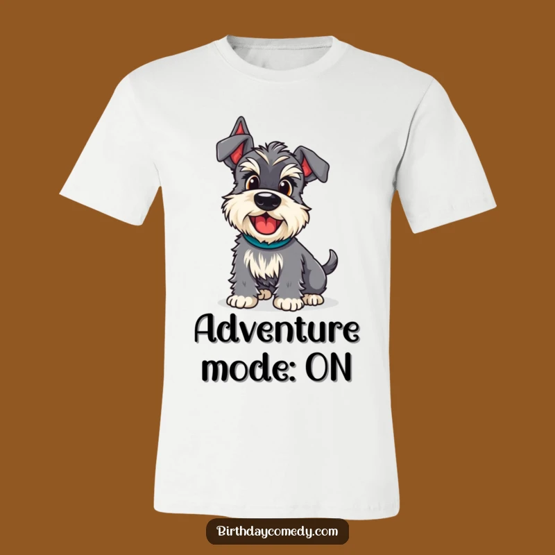 Funny Schnauzer Adventure Wiggle T-Shirt - Playful and Humorous Dog Tee
