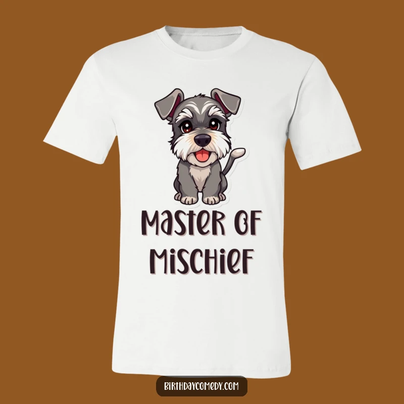 Funny Schnauzer Playful Intent T-Shirt - Mischievous and Humorous Dog Tee