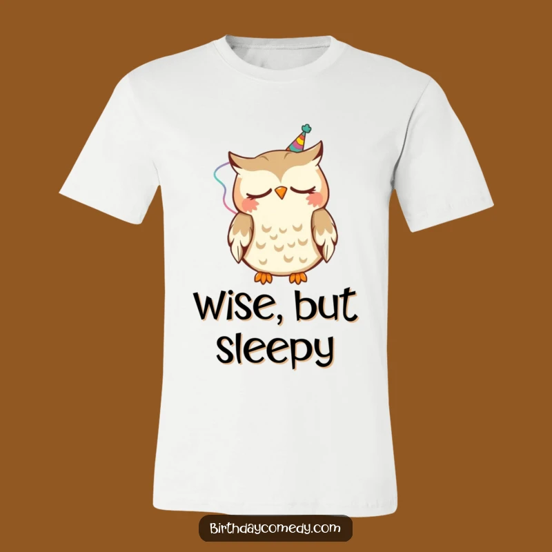 Funny Sleepy Owl T-Shirt: Owl in streamer nodding, a hilariously cozy tee for party animals and a perfect gift.