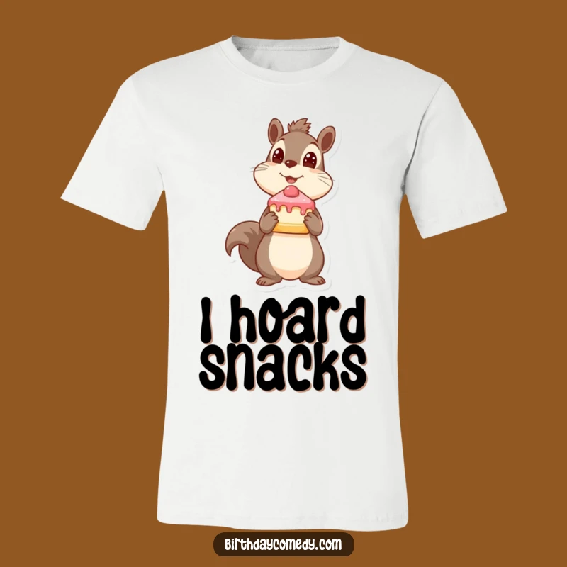 Funny Squirrel Cake T-Shirt - Playful Expectant Design for Sweet Treat Fans