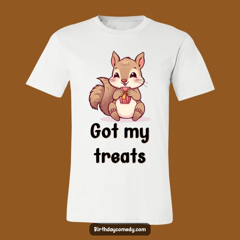 Funny Squirrel Present T-Shirt - Joyful Unwrapping Design for Comical Wear!