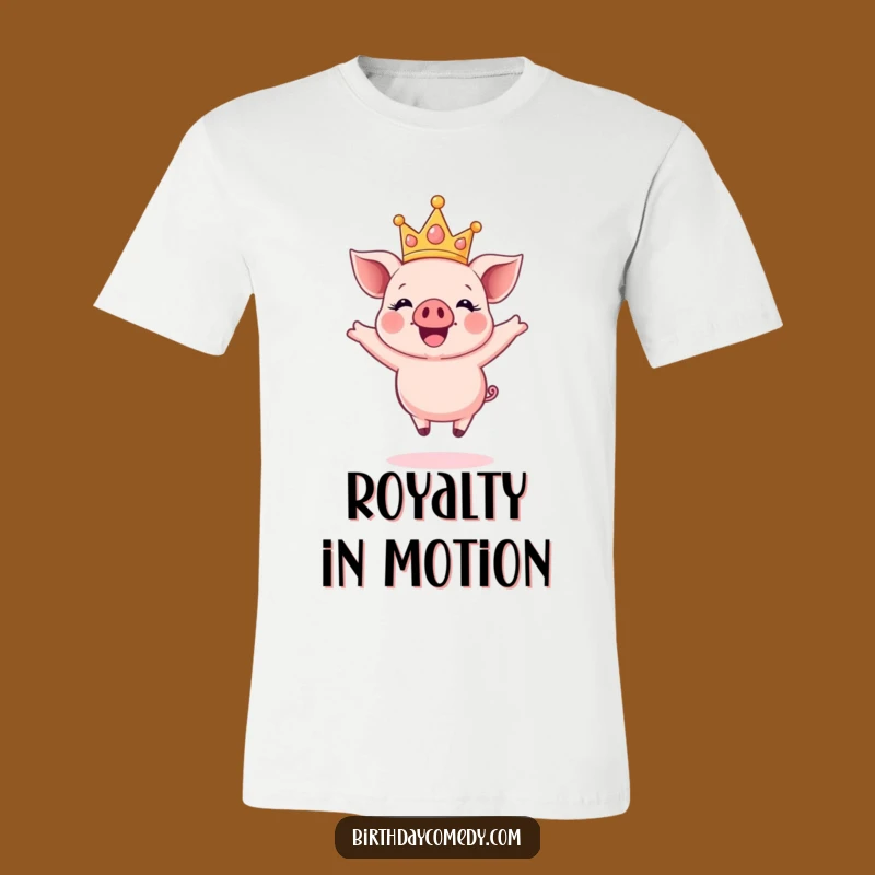 Funny Crown Piglet T-Shirt: Joyful Jumps in Sparkly Style, Great Gift
