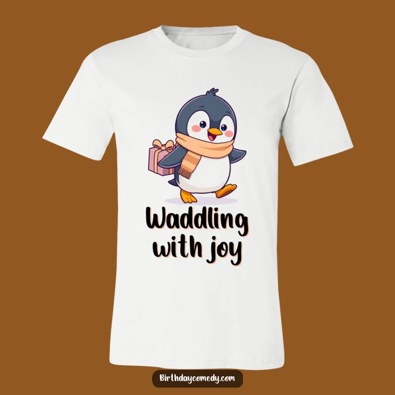 Funny Penguin Scarf T-Shirt: Enthusiastic Waddling Gift Tee