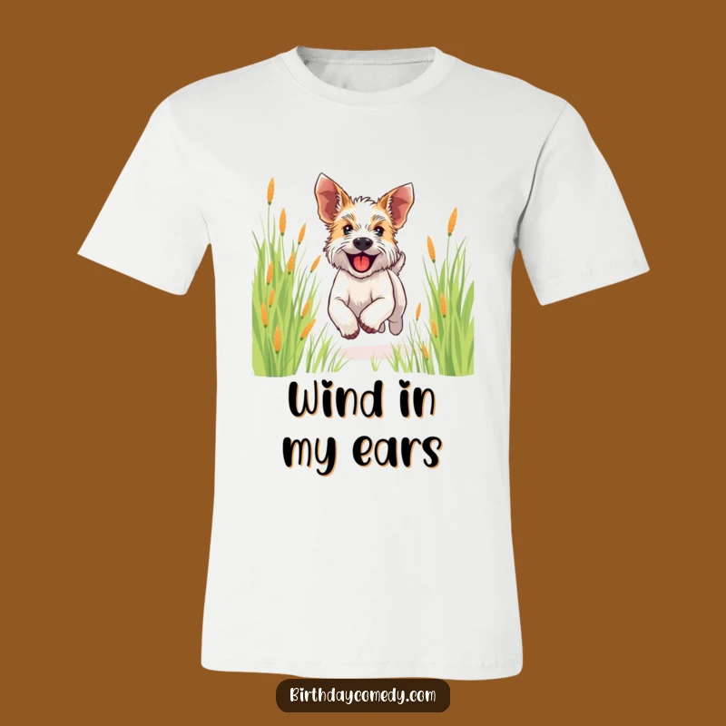 Funny Terrier T-Shirt: Happy Dog Running Freely, Joyful Pet Apparel
