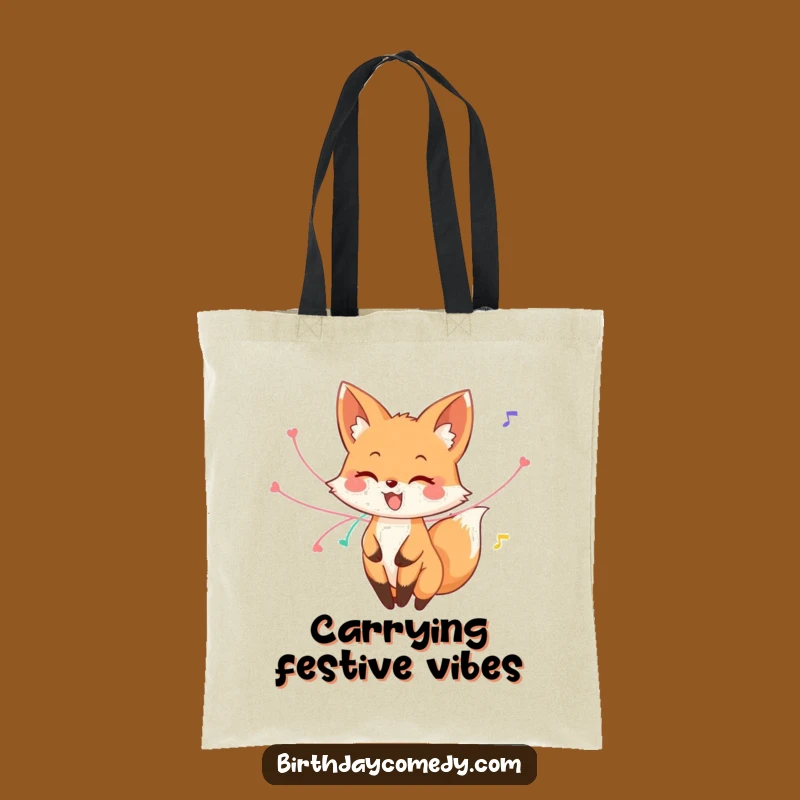 Funny Fox Streamer Twirl Tote Bag: Carry Your Essentials with Whimsical Celebration