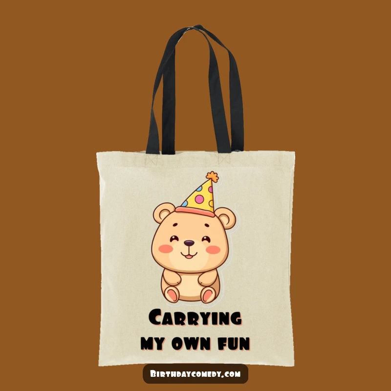 Funny Bear Tote Bag - Oversized Party Hat Fun, Practical Humorous Gift