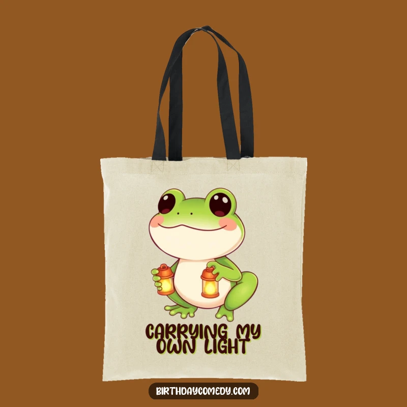 Funny Glowing Lantern Frog Tote Bag: Carry Your Essentials with Amphibian Charm