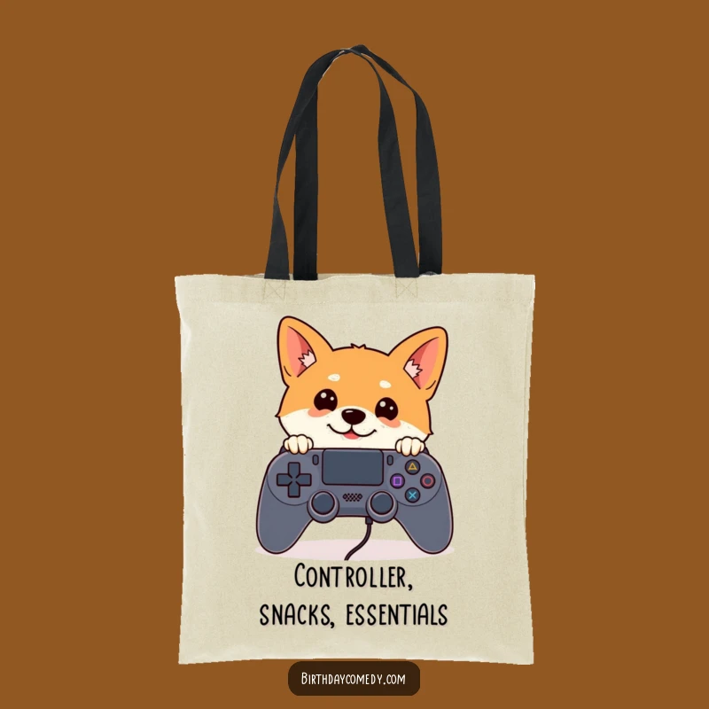 Funny Shiba Inu Gamer Tote Bag - Curious Shiba Inu Controller Peek Carryall