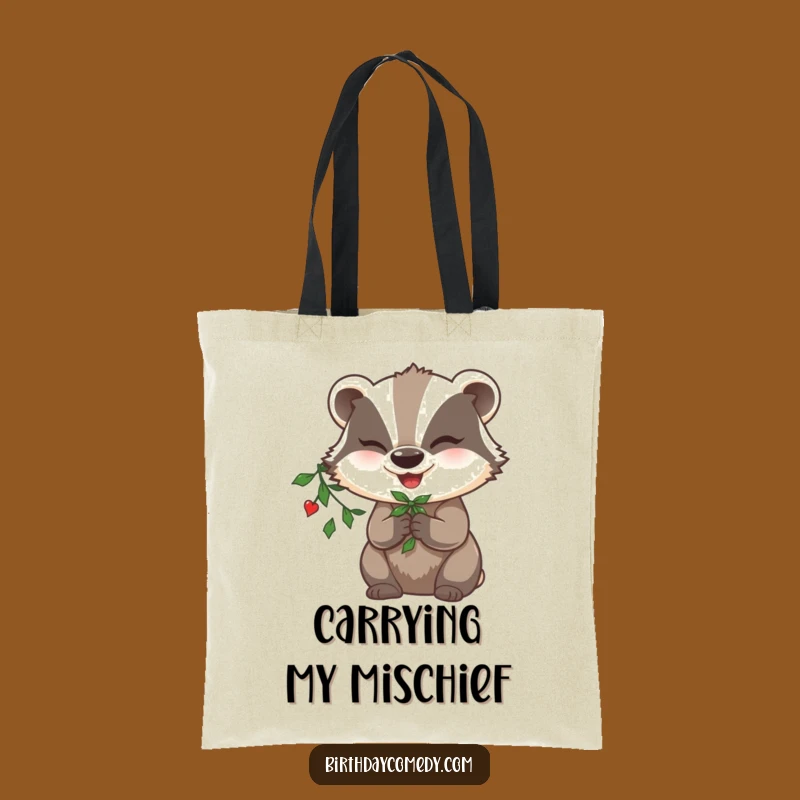 Funny Badger Mistletoe Tote Bag: Mischievous Holiday Carrier