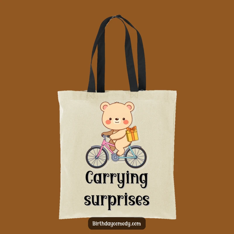 Funny Bear Bike Tote: Delivery Rider Design, Practical and Hilarious Funny Gift Bag