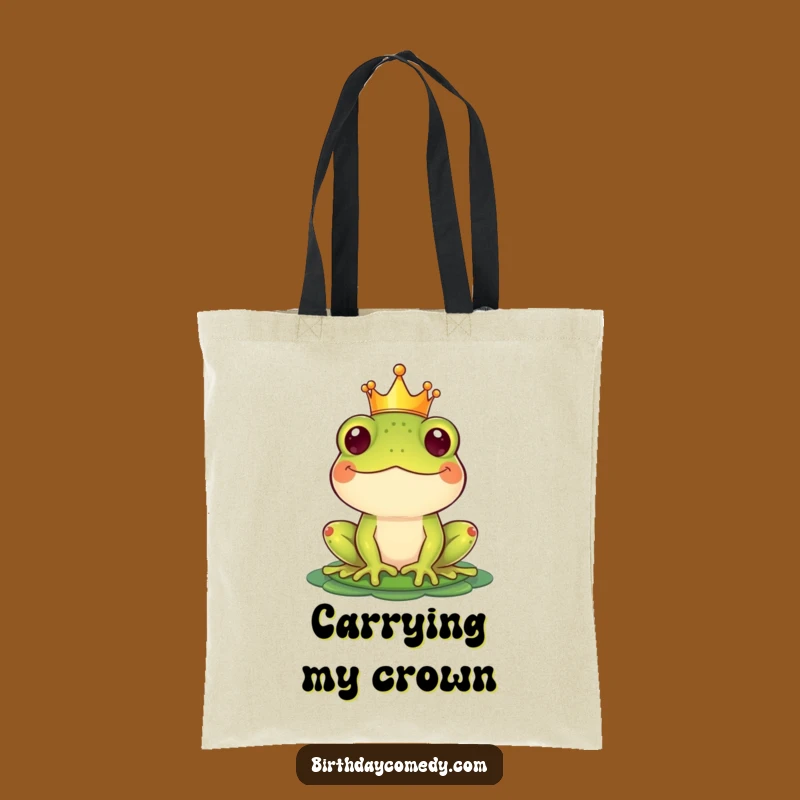 Funny Crown Frog Tote Bag: Stylish Royal Amphibian Accessory for Everyday Laughs