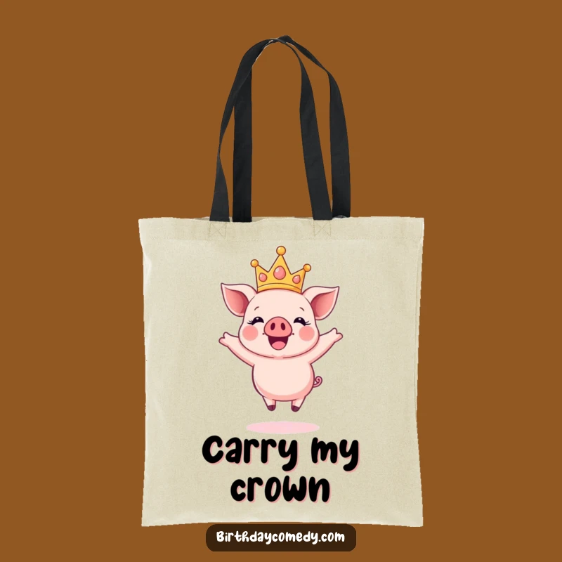Funny Crown Piglet Tote Bag: Carry Your Joy with Sparkly Style