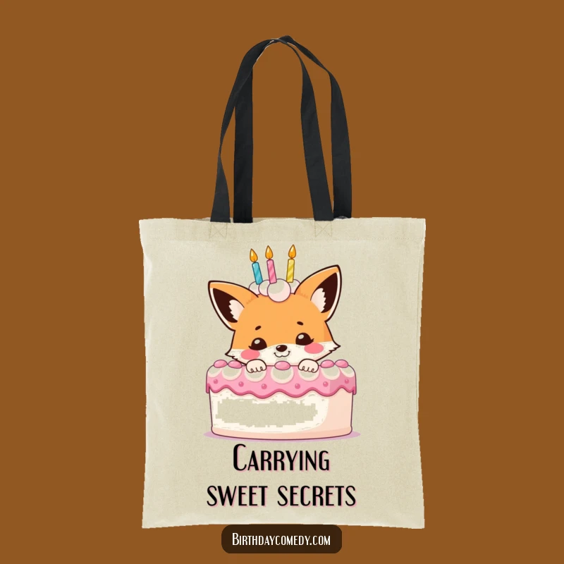 Funny Fox Birthday Cake Tote Bag: Chic & Sneaky, Perfect Funny Gift for Shoppers
