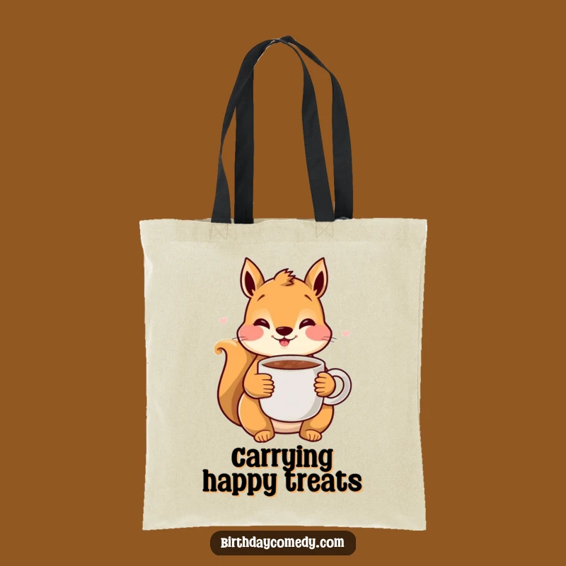 Funny Squirrel Cocoa Tote Bag: Rosy Squirrel with Hot Chocolate, Stylish Everyday Carryall Gift