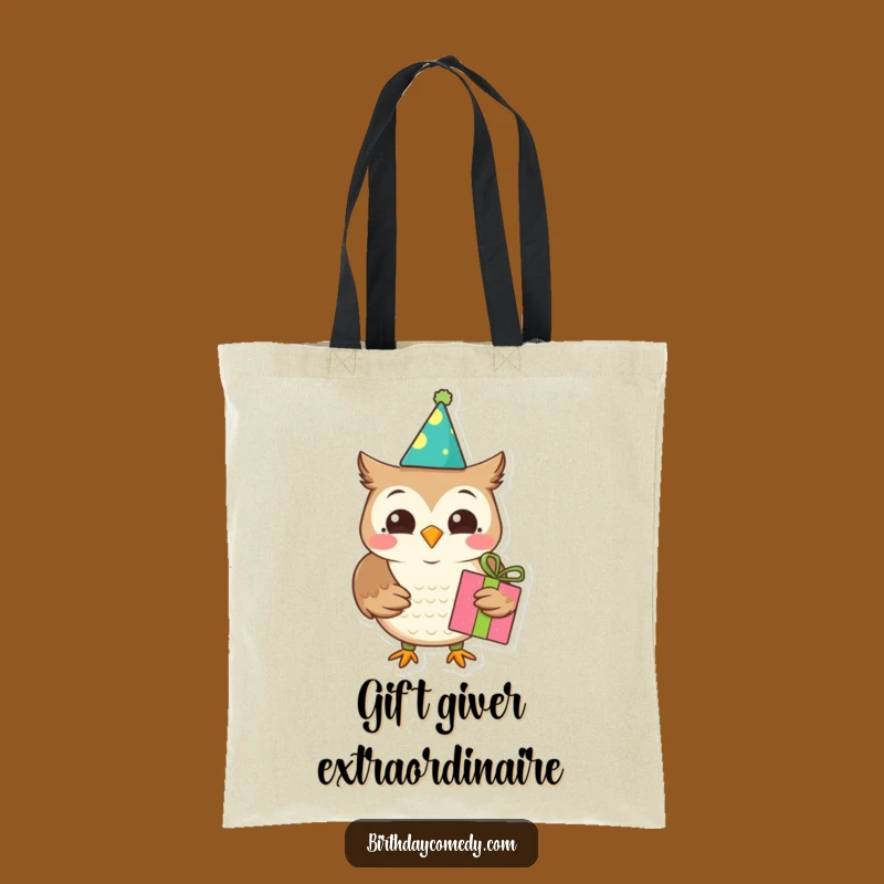 Funny Owl Tote Bag - Joyful Birthday Gift Holder for Stylish Party Goers