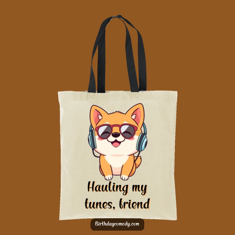 Funny Shiba Inu Tote Bag: Retro Headphones Music Lover's Groovy Funny Gift