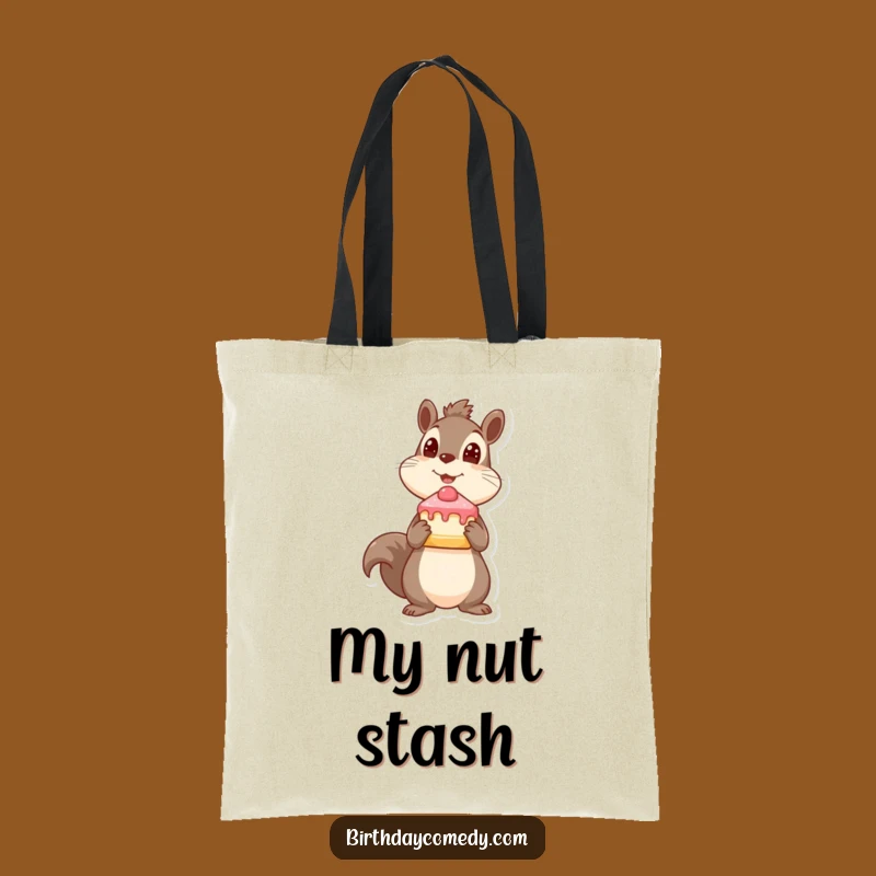 Funny Squirrel Tote Bag - Playful Cake Slice Carrier for Nature Lovers
