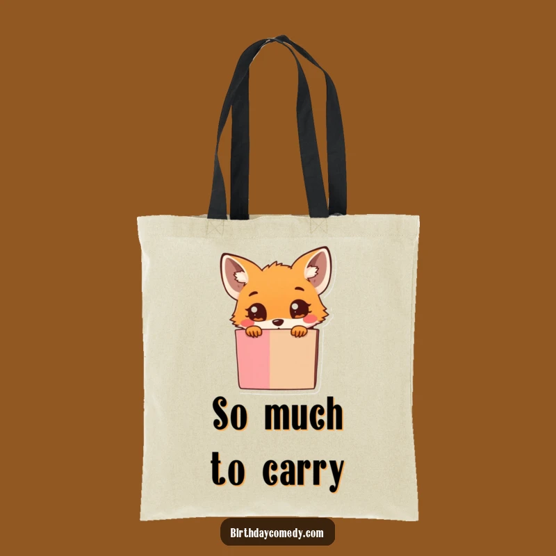 Funny Fox Tote Bag: Charming Peeking Fox Design, Great Funny Gift for Shoppers